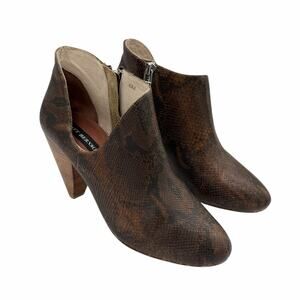 Matt Bernson Jagguar Dark Brown Textured Snake Embossed D'Orsay Boots Booties